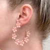 Matte Flower Hoop Earrings - Pink