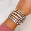 Matte Metal Bold Cuff Bracelet - Silver