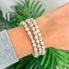 Matte Pebble Stretch Bracelet Stack - Silver