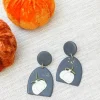 Metallic Pumpkin Clay Dangle Earrings - Gray