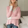 Mia Waffle Knit Long Sleeve In Pink