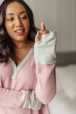 Mia Waffle Knit Long Sleeve In Pink