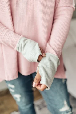 Mia Waffle Knit Long Sleeve In Pink