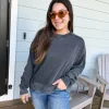 Mineral Wash Crew Neck Pullover by Rae Mode - Black