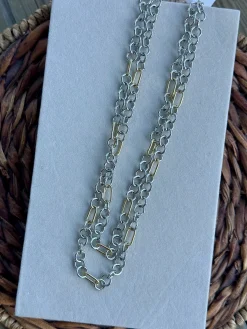 Mixed Metal Link Layer Necklace by Treasure Jewels