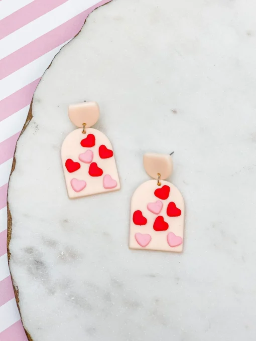 Multi Heart Clay Dangle Earrings