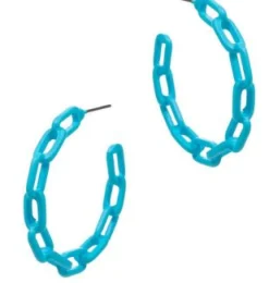 Neon Chainlink Hoop Earrings - Blue