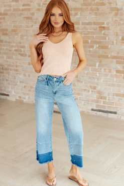 Olivia High Rise Wide Leg Crop Jeans by Judy Blue in Medium Wash