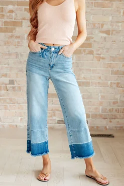 Olivia High Rise Wide Leg Crop Jeans by Judy Blue in Medium Wash