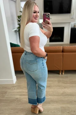 Olivia High Rise Wide Leg Crop Jeans by Judy Blue in Medium Wash