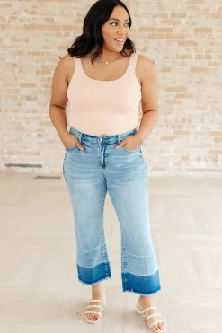 Olivia High Rise Wide Leg Crop Jeans by Judy Blue in Medium Wash