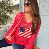 Open Knit Patriotic Beach Hoodie By POL