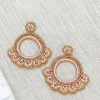 Ornate Circle Cherry Blossom Beaded Dangles