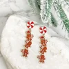 Pave Gingerbread Cookie Enamel Dangle Earrings