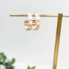 Paw Pattern Enamel Hoop Earrings - Ivory & Pink Paw