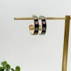 Paw Pattern Enamel Hoop Earrings - Black Multi