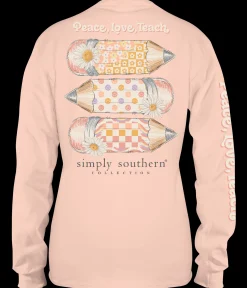'Peace Love Teach' Long Sleeve Tee by Simply Southern