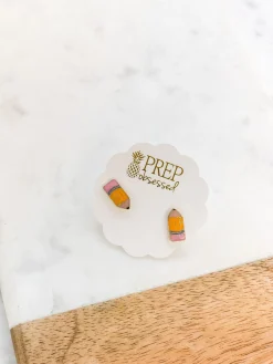 Pencil Signature Enamel Studs by Prep Obsessed