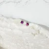 Petite Square Jewel Stud Earrings - Purple
