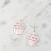 Pink Valentine Cupcake Dangle Earrings