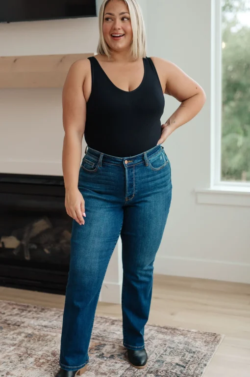 Pippa High Rise Button Fly Straight Jeans by Judy Blue