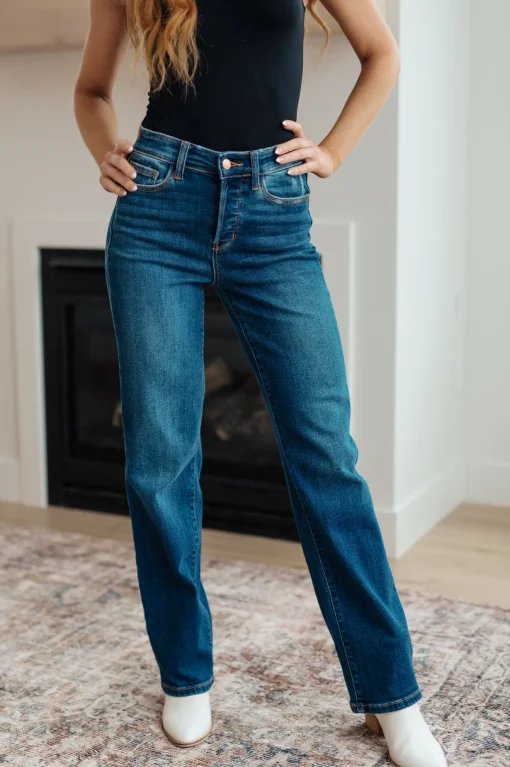 Pippa High Rise Button Fly Straight Jeans by Judy Blue