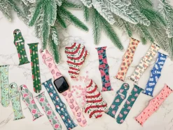 Poinsettia Printed Silicone Smart Watch Band