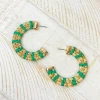 Raffia Striped Hoop Earrings - Green
