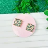 Rainbows & Gold Printed Glass Stud Earrings
