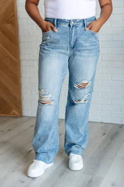 Ramona High Rise Rigid Magic Destroyed Straight Jeans by Judy Blue