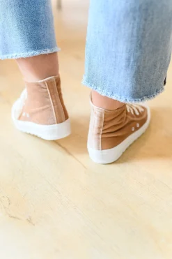 Run Me Down Velvet High Tops in Tan