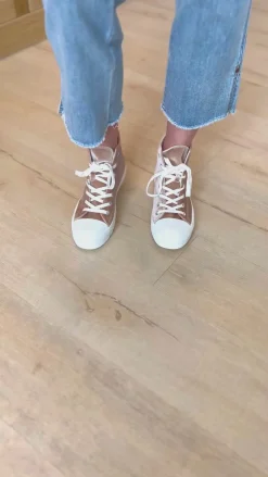 Run Me Down Velvet High Tops in Tan