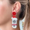 Santa Spiked Seltzer Beaded Dangle Earrings