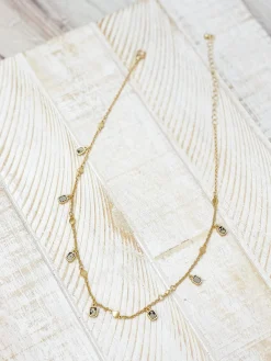Semi Precious Dangle Charm Necklace - Spotted
