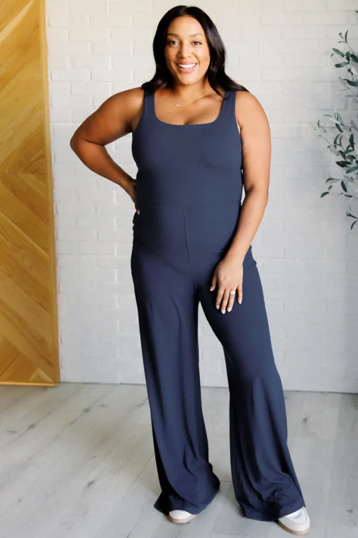 Shavasana Everyday Wide Leg Jumpsuit in Navy