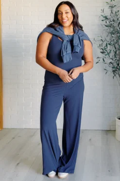 Shavasana Everyday Wide Leg Jumpsuit in Navy