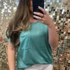 Shimmering Short Sleeve Top - Emerald by Sew In Love