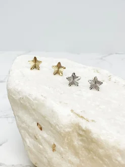 Shining Star Stud Earrings - Silver