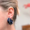 Shiny Sequin Hoop Earrings - Navy Blue