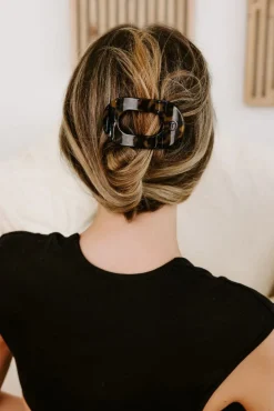 Small Teleties Flat Oval Clip - Tortoise