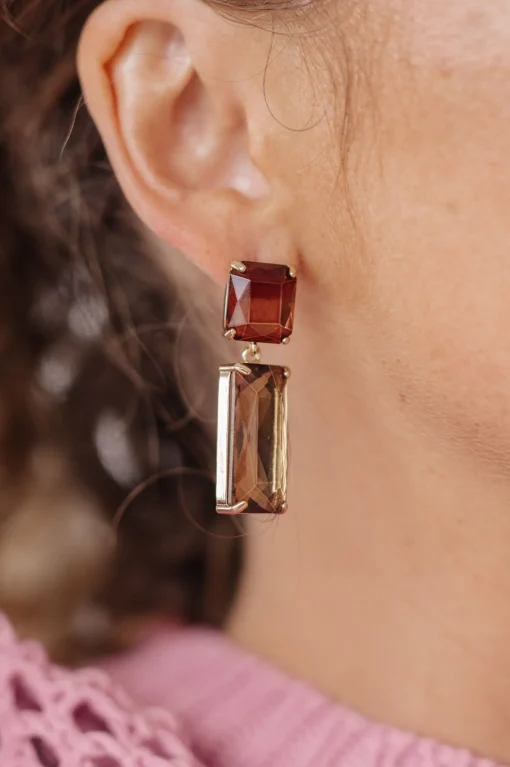 Sparkly Spirit Rectangle Crystal Earrings in Smoke