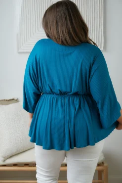 Storied Moments Draped Peplum Top in Teal (Ships in 1-2 Weeks)