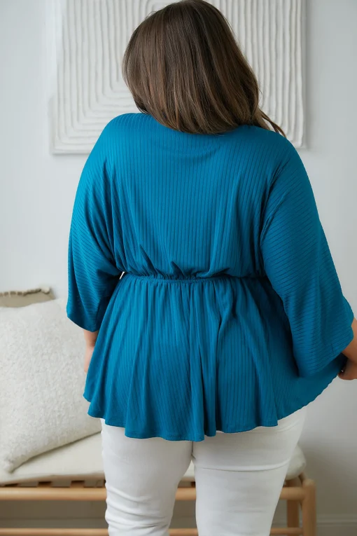 Storied Moments Draped Peplum Top in Teal (Ships in 1-2 Weeks)
