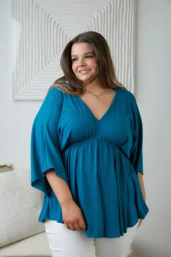 Storied Moments Draped Peplum Top in Teal (Ships in 1-2 Weeks)