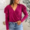 Take Me Out Faux Wrap Bodysuit In Magenta
