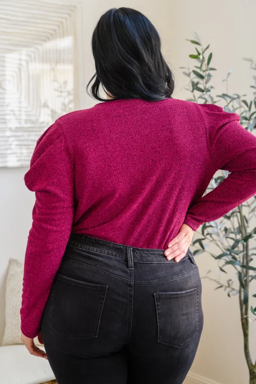 Take Me Out Faux Wrap Bodysuit In Magenta
