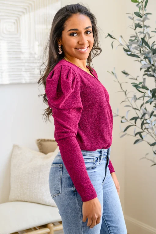 Take Me Out Faux Wrap Bodysuit In Magenta