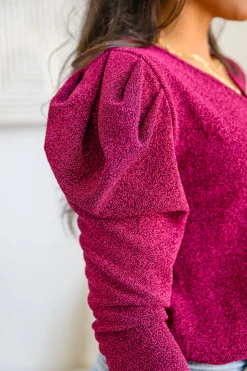 Take Me Out Faux Wrap Bodysuit In Magenta