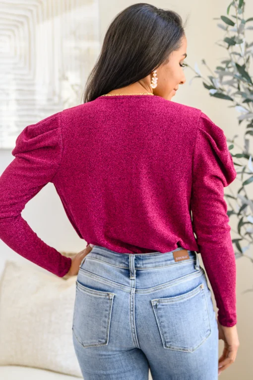 Take Me Out Faux Wrap Bodysuit In Magenta