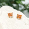 Tiger Enamel Stud Earrings
